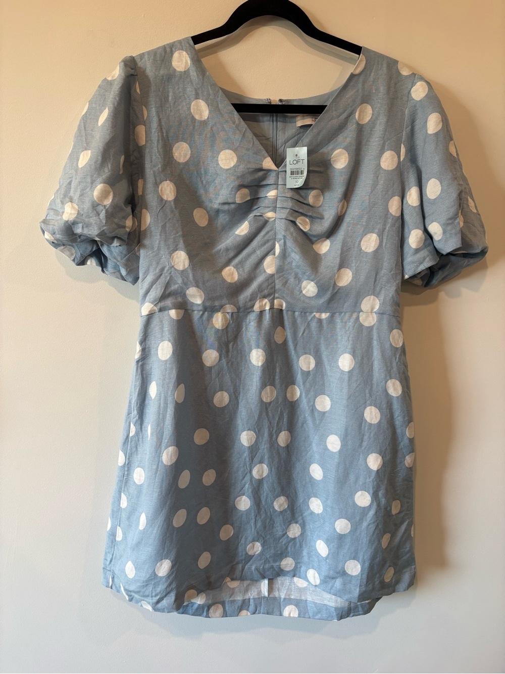 LOFT Blue Mini Dress With Polka Dots